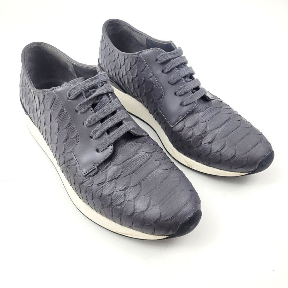 VINCE alligator crocodile embossed leather sneaker